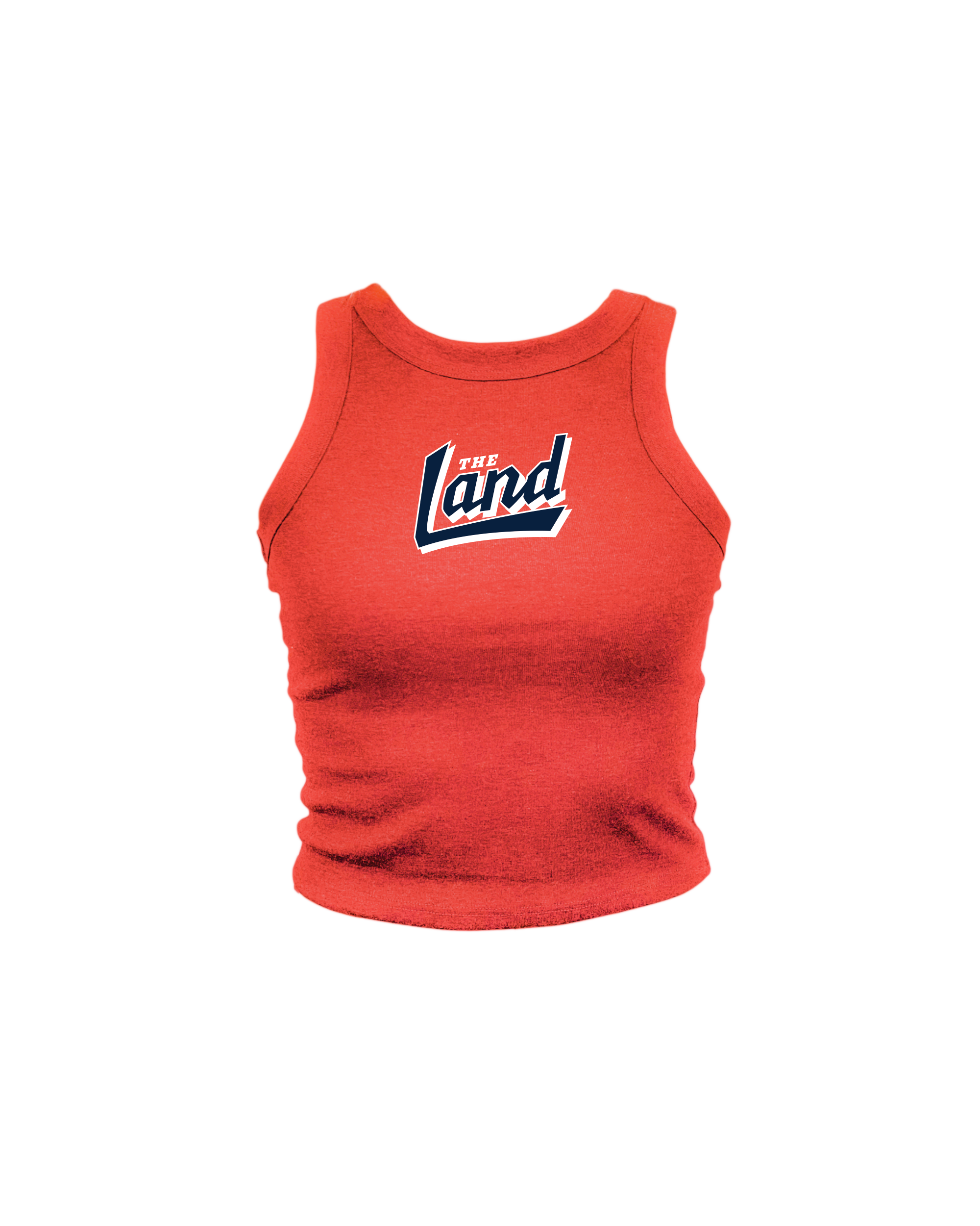 The Land Script Red High Neck Tank