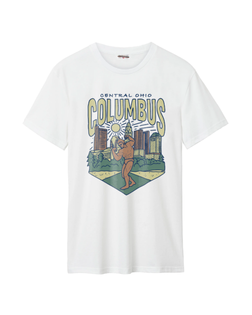 Columbus Bodybuilder White Cotton Crew T-Shirt