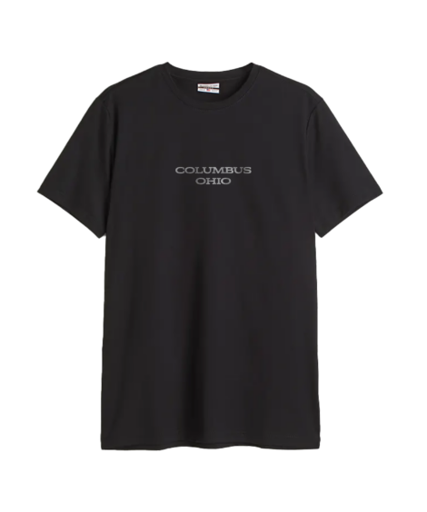 Columbus Abstract Skyline Black Cotton Crew T-Shirt
