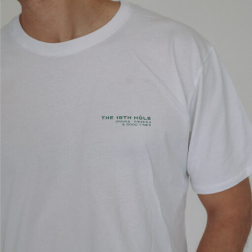 The 19th Hole Front/Back White Cotton Crew T-Shirt