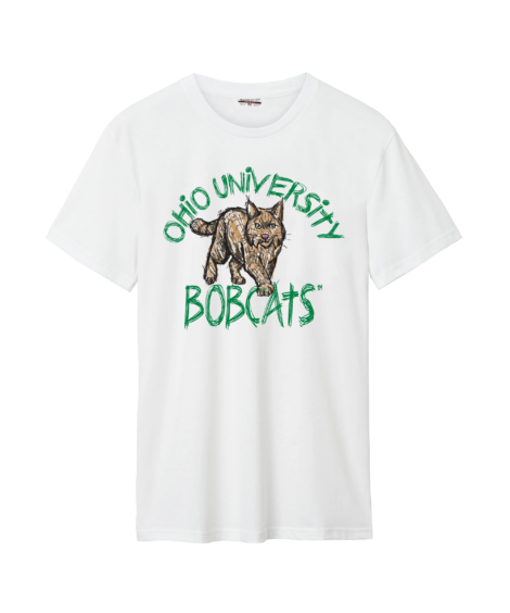 OU Bobcat Sketch White Cotton Crew T-Shirt