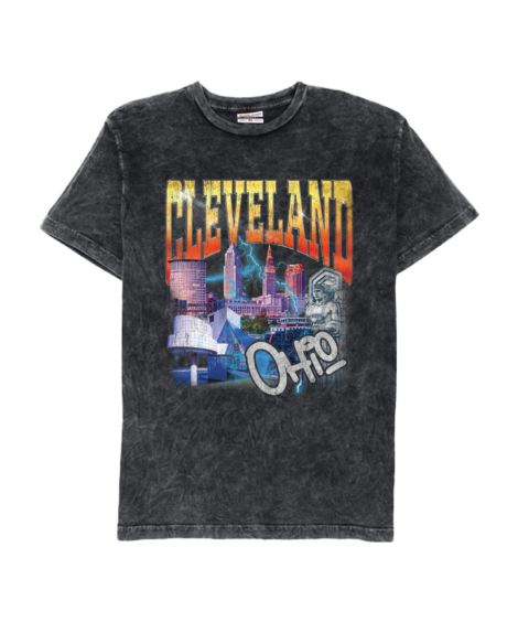 Cleveland 90s Lightning Mineral Wash Crew T-Shirt