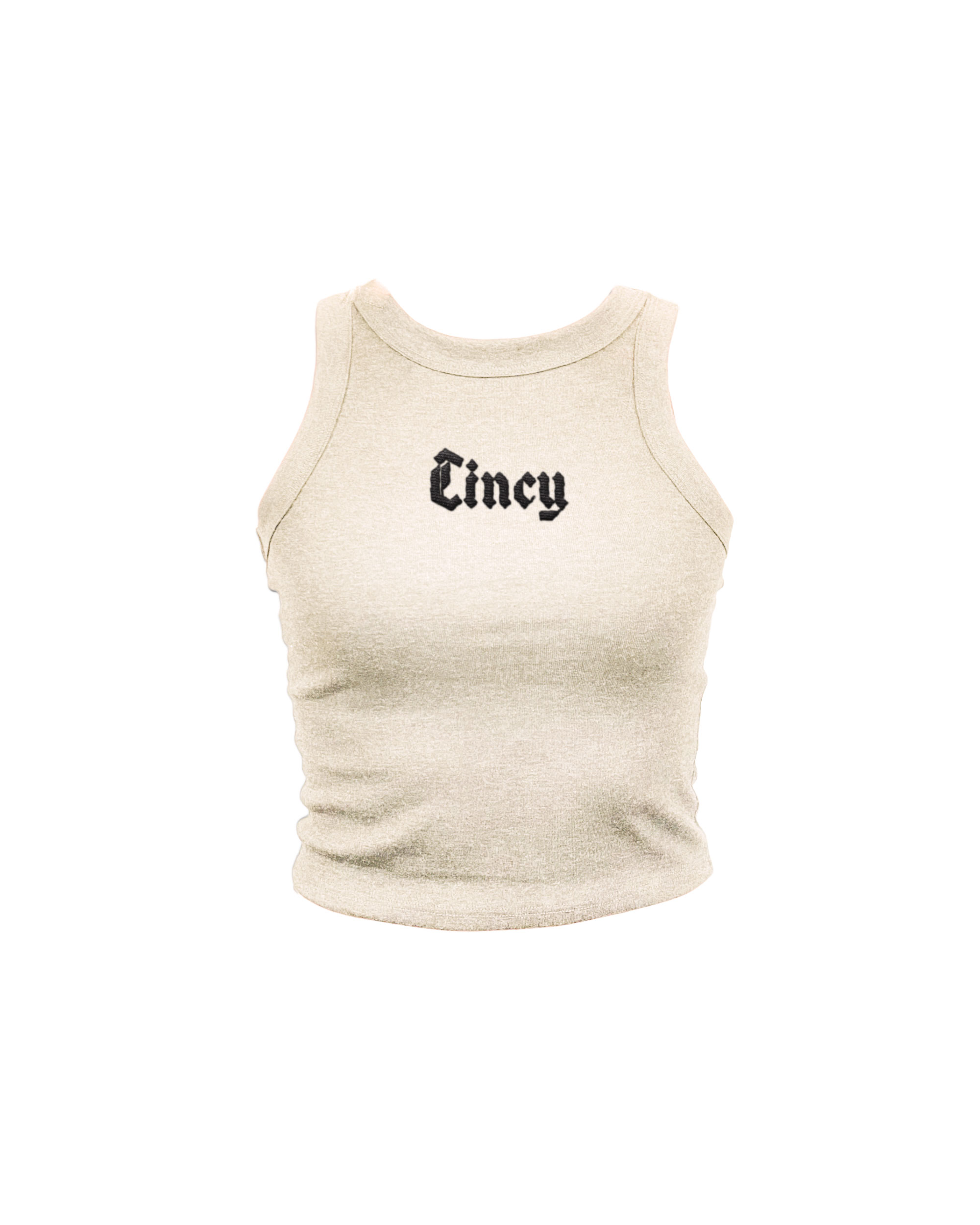 Cincy Olde Embroidered Oatmeal High Neck Tank
