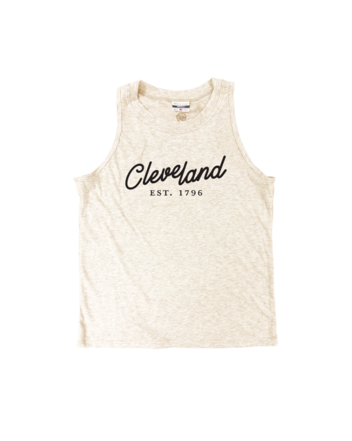 Cleve Land Script Est 1796 Oatmeal Relaxed Tank