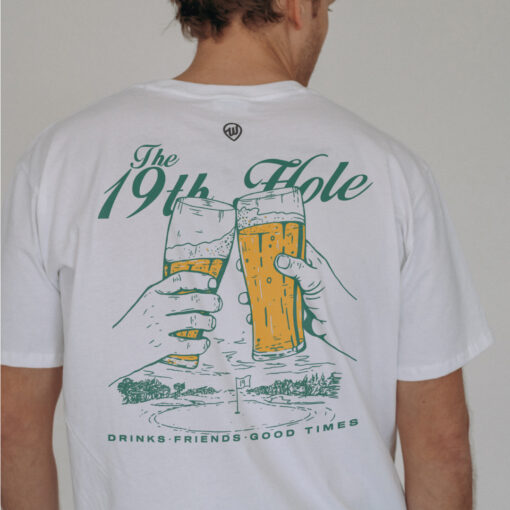 The 19th Hole Front/Back White Cotton Crew T-Shirt