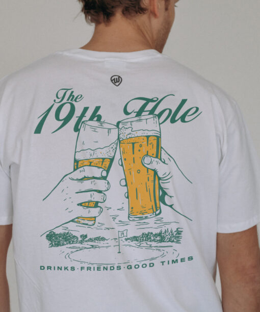 The 19th Hole Front/Back White Cotton Crew