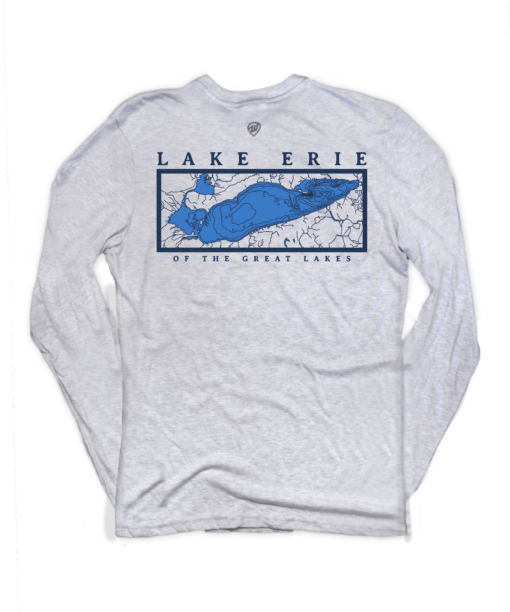 Lake Erie Map Front/Back Ash Long Sleeve