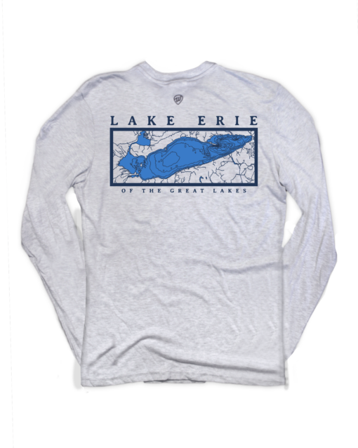 Lake Erie Map Front/Back Ash Long Sleeve
