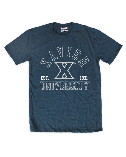 Xavier Arch Logo Navy Crew T-Shirt