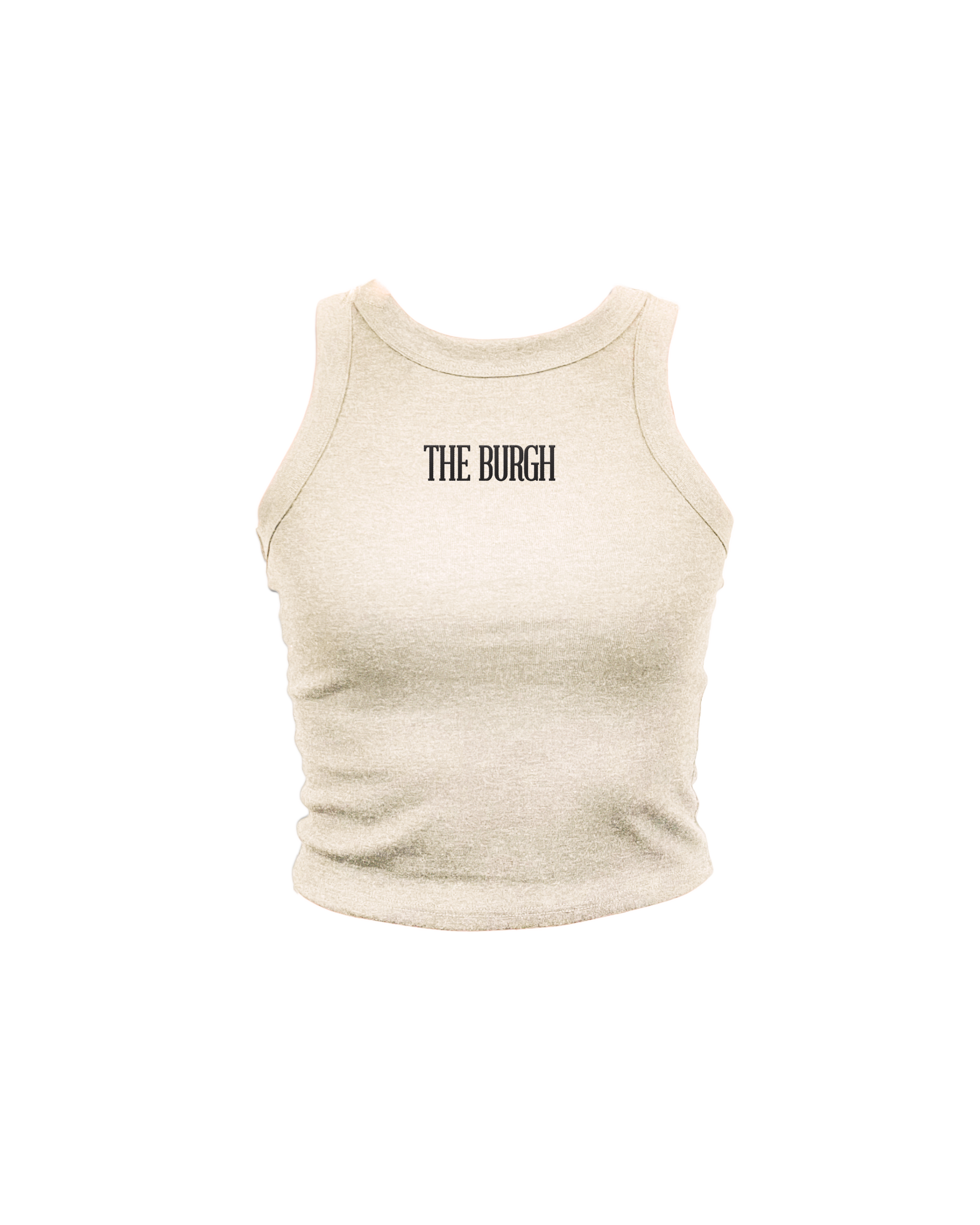 The Burgh Embroidered Oatmeal High Neck Tank