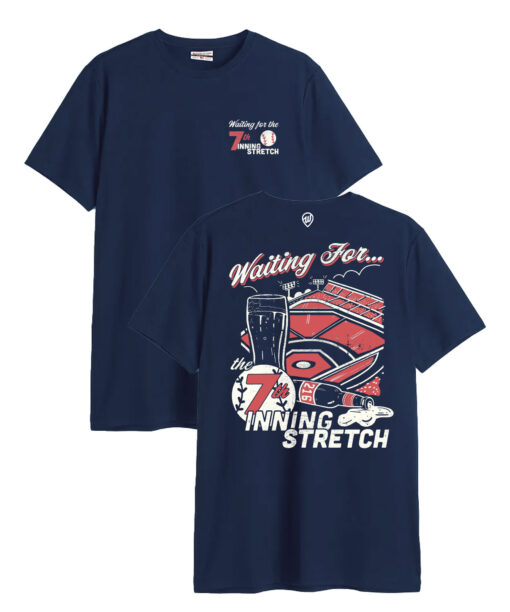 7th Inning Stretch Front/Back Navy Cotton Crew T-Shirt