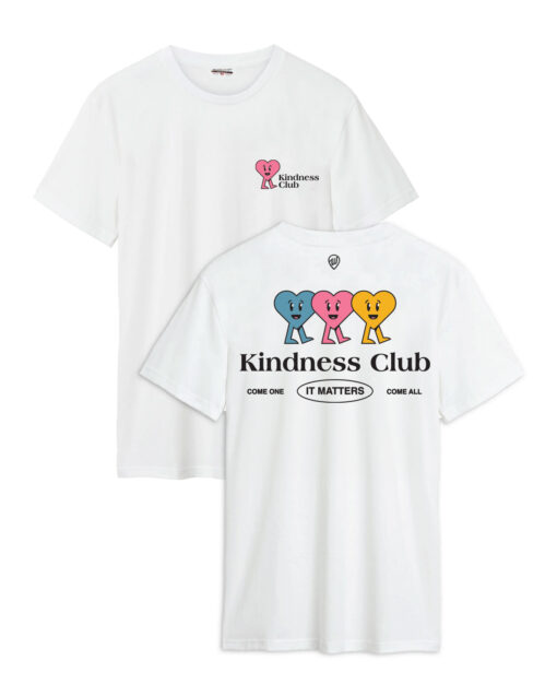 Kindness Club Front/Back White Cotton Crew T-Shirt