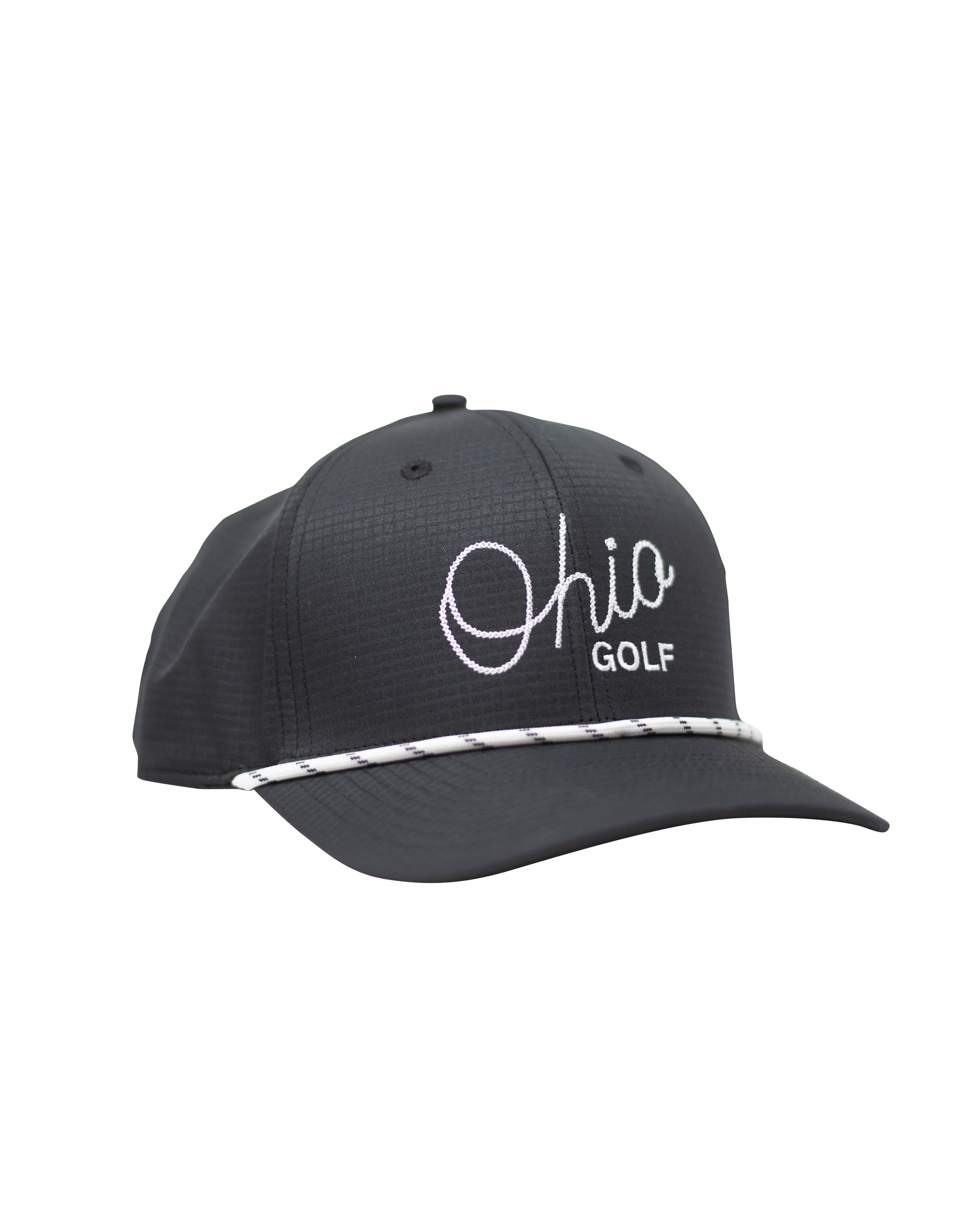 Ohio Golf White Thread Script Black Hat