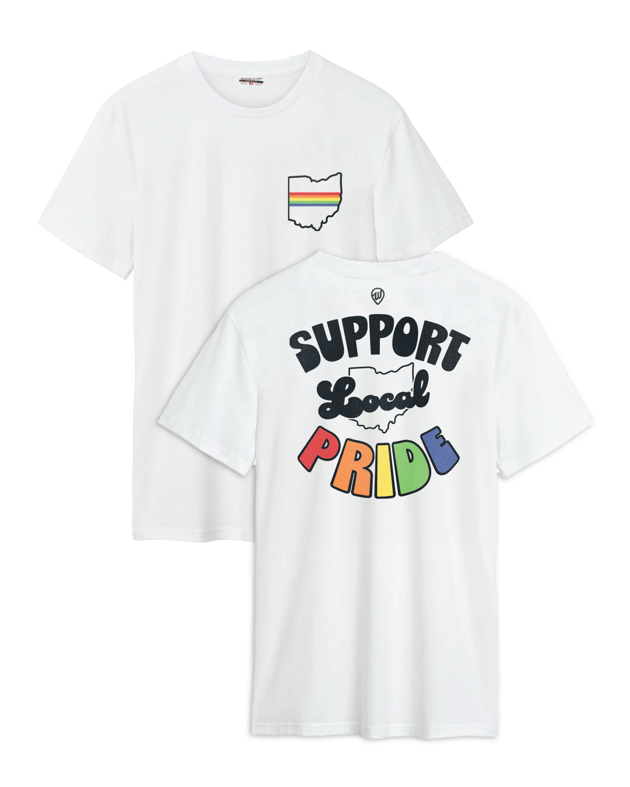 Support Local Pride Front/Back White Cotton Crew