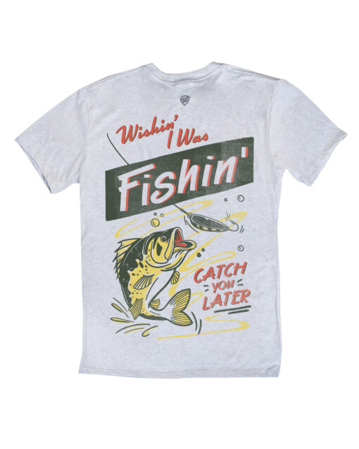 Wishin’ I Was Fishin’ Front/Back Ash Crew T-Shirt
