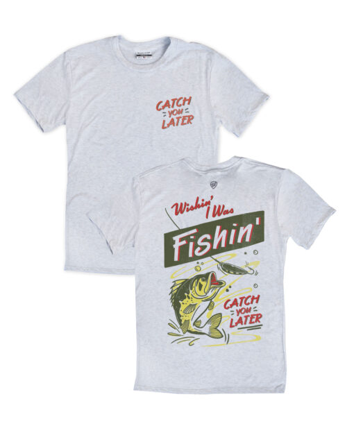 Wishin’ I Was Fishin’ Front/Back Ash Crew T-Shirt