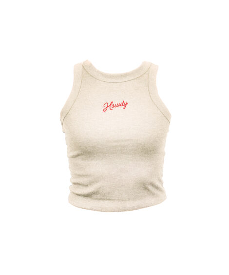 Howdy Embroidered Oatmeal High Neck Tank