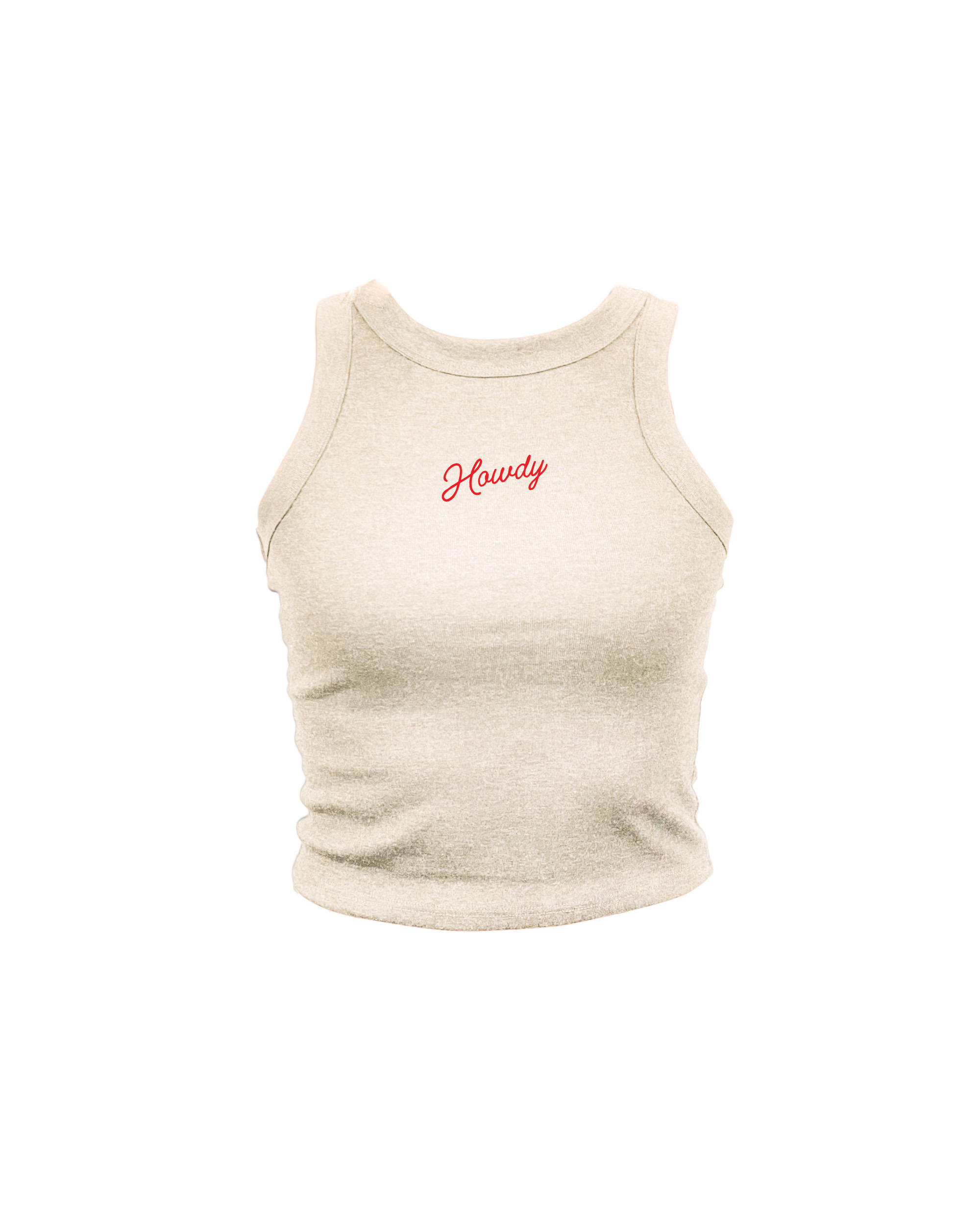 Howdy Embroidered Oatmeal High Neck Tank