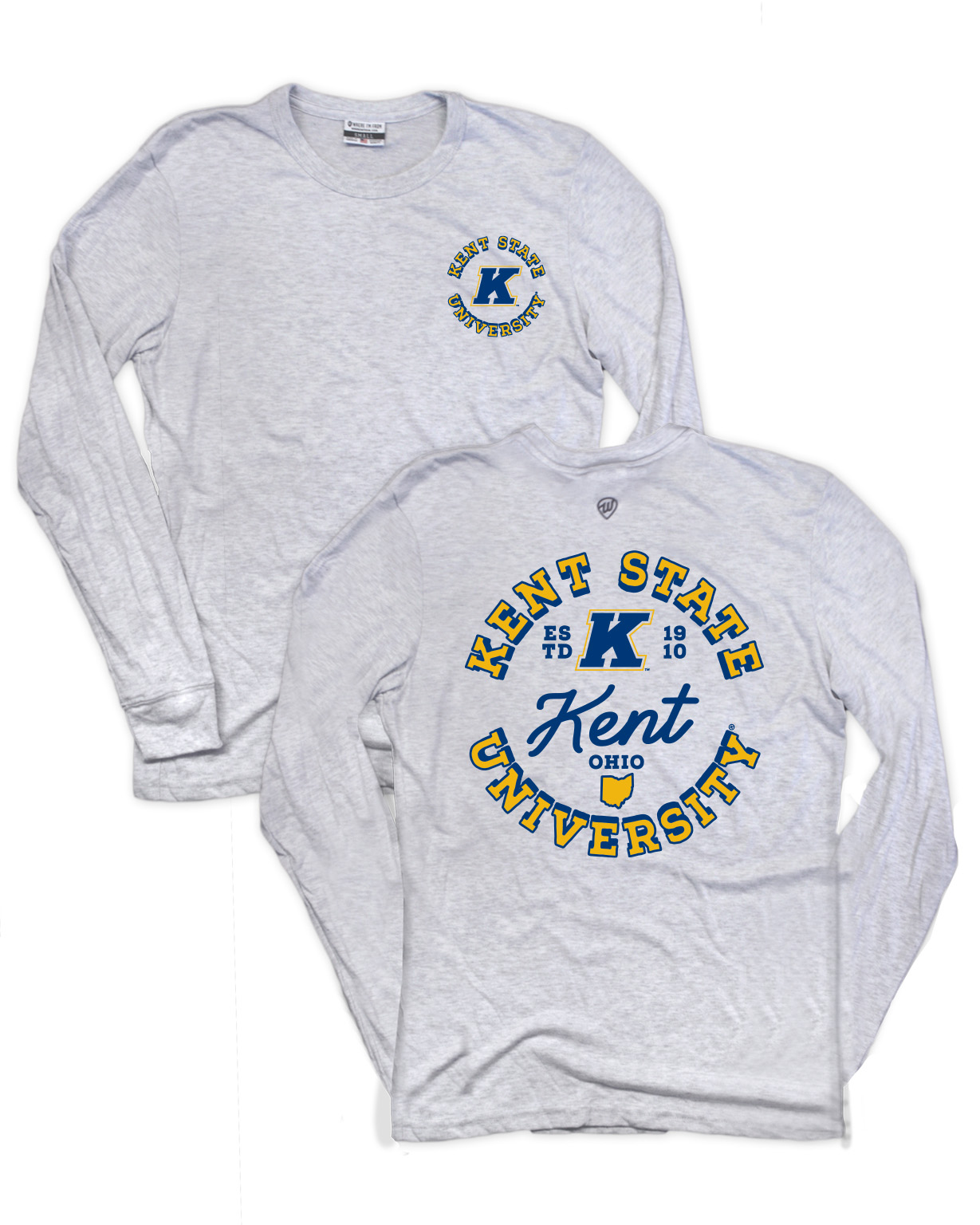 Kent State Circle Front/Back Ash Long Sleeve