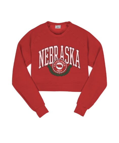 Nebraska Stamp Red Crop Sweatshirt
