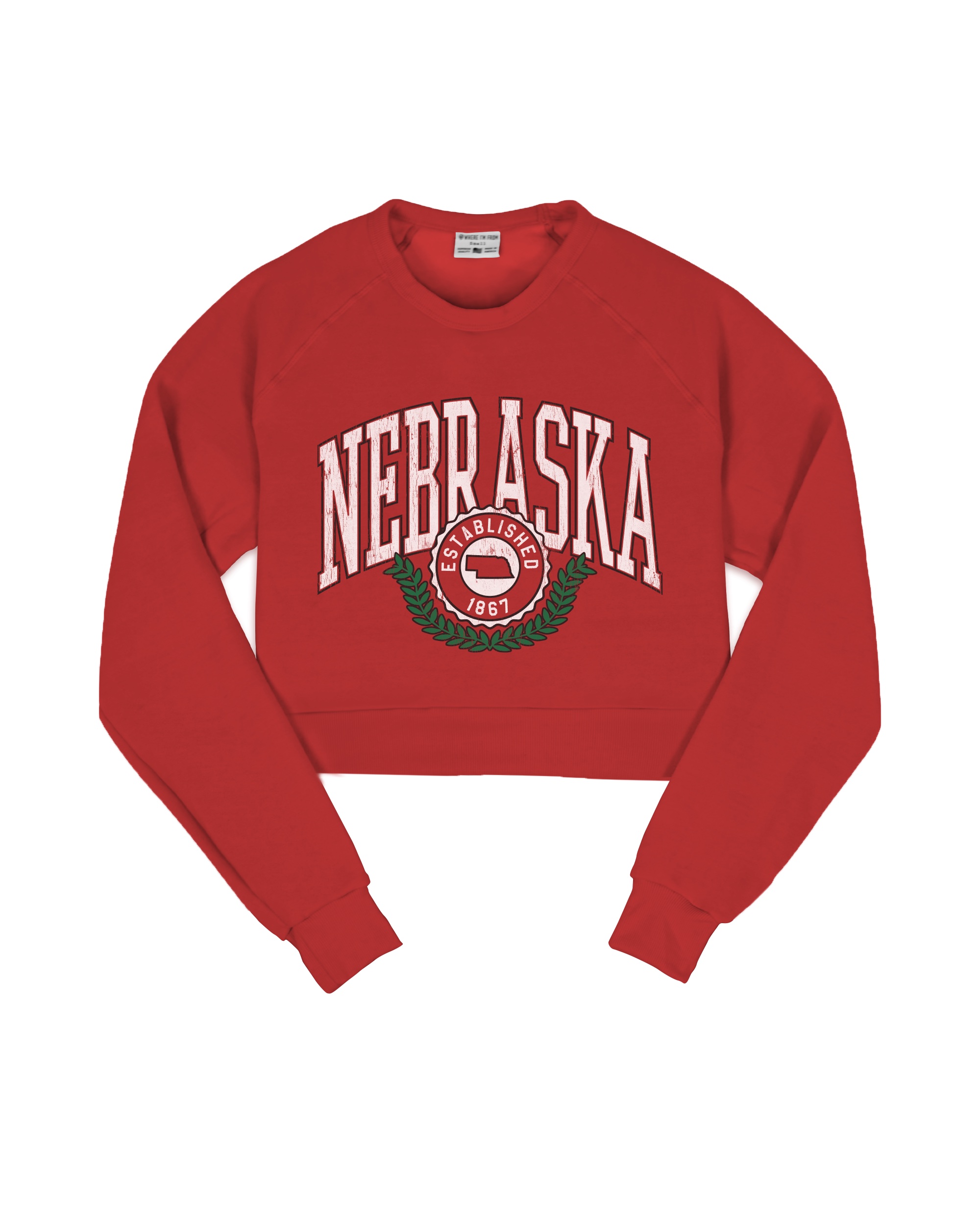 Nebraska Stamp Red Crop Sweatshirt