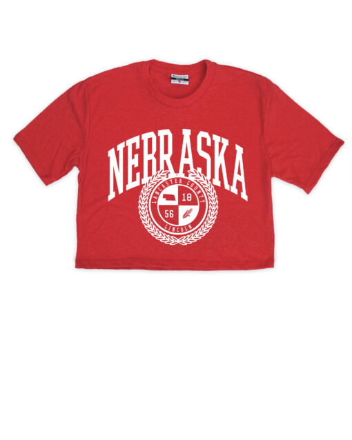 Nebraska Seal Vines Red Crop Top