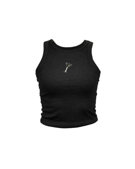 Dirty Martini Embroidered Black High Neck Tank