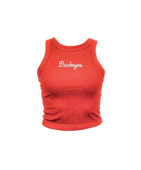 Buckeyes Script Embroidered Red High Neck Tank