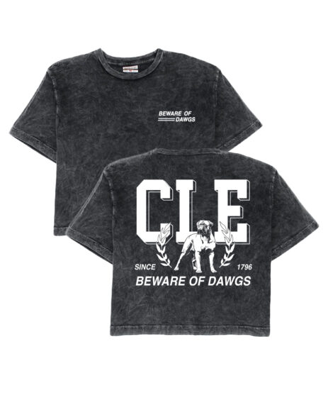 Cle Beware Of Dawgs Front/Back Mineral Wash Crop Top