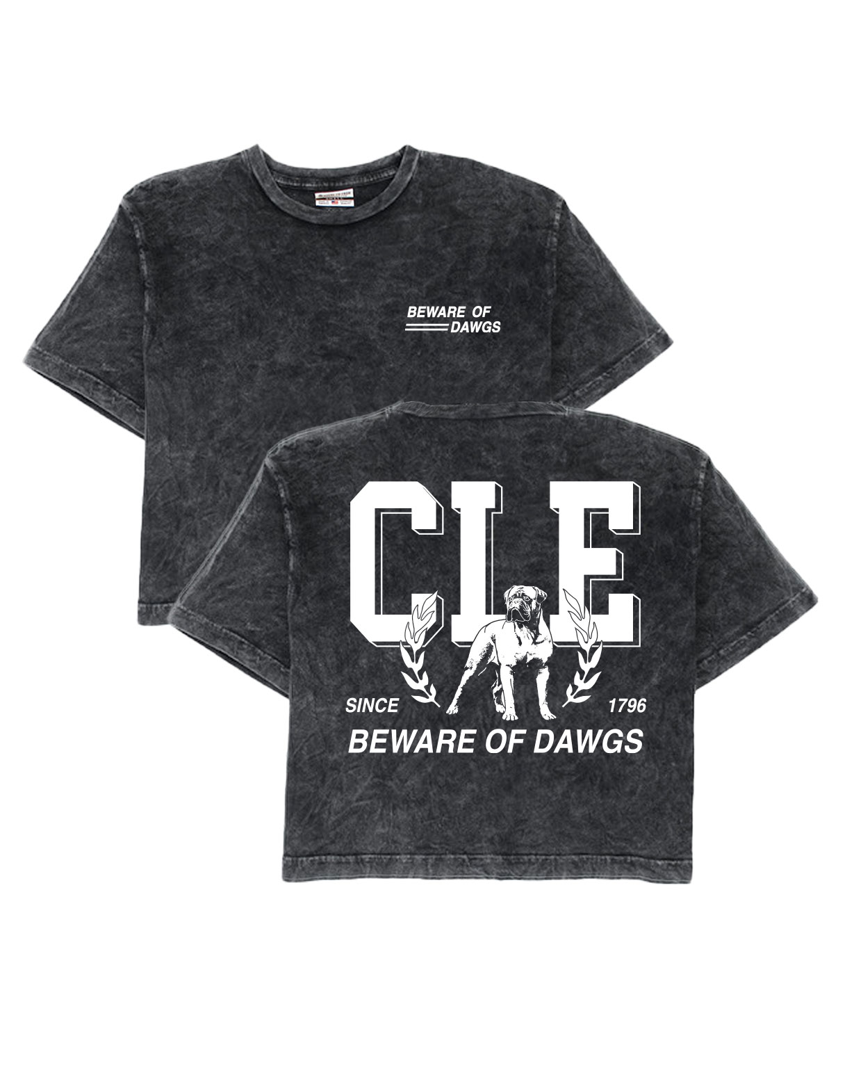 Cle Beware Of Dawgs Front/Back Mineral Wash Crop Top