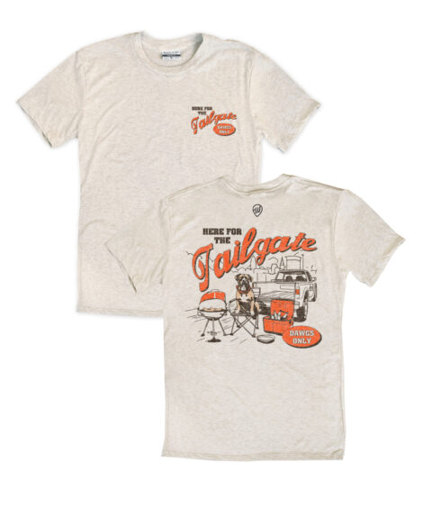 Here For The Tailgate Front/Back Oatmeal Crew T-Shirt