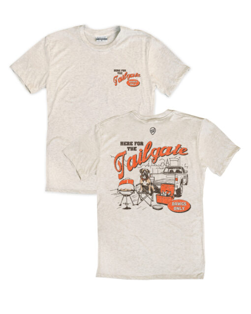 Here For The Tailgate Front/Back Oatmeal Crew T-Shirt