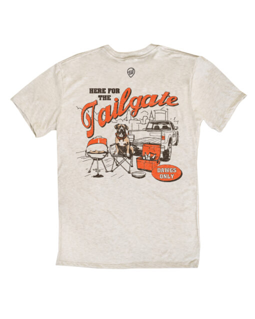 Here For The Tailgate Front/Back Oatmeal Crew T-Shirt