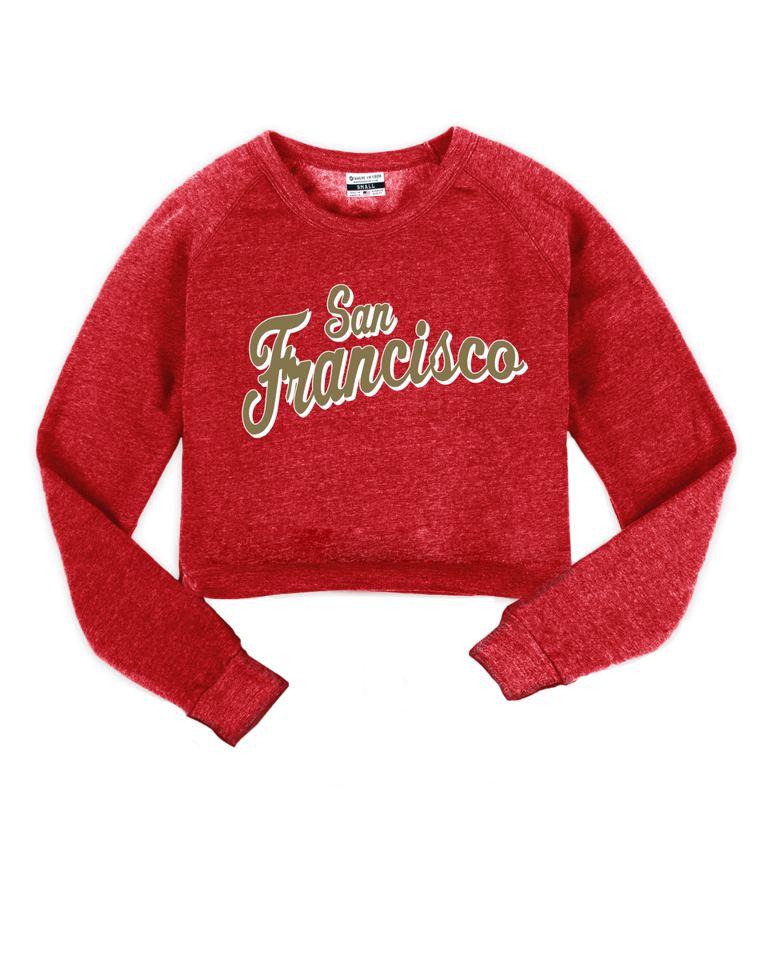 San Francisco Script Red Crop Sweatshirt