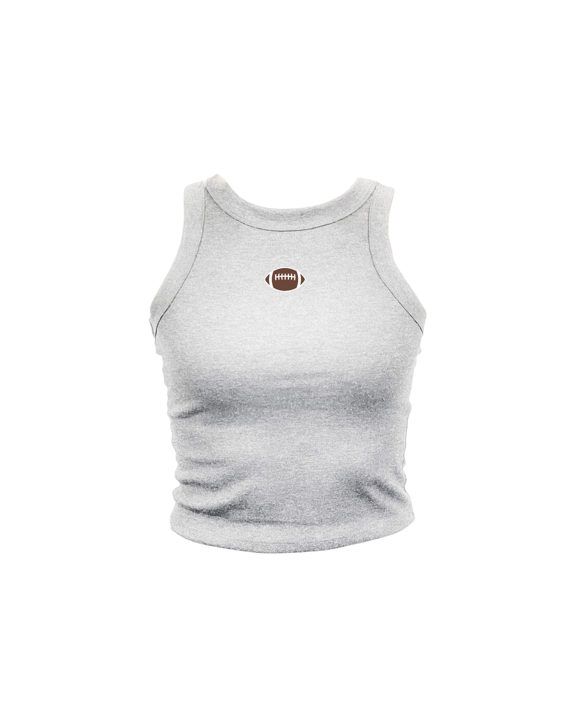 Football Embroidered Ash High Neck Tank