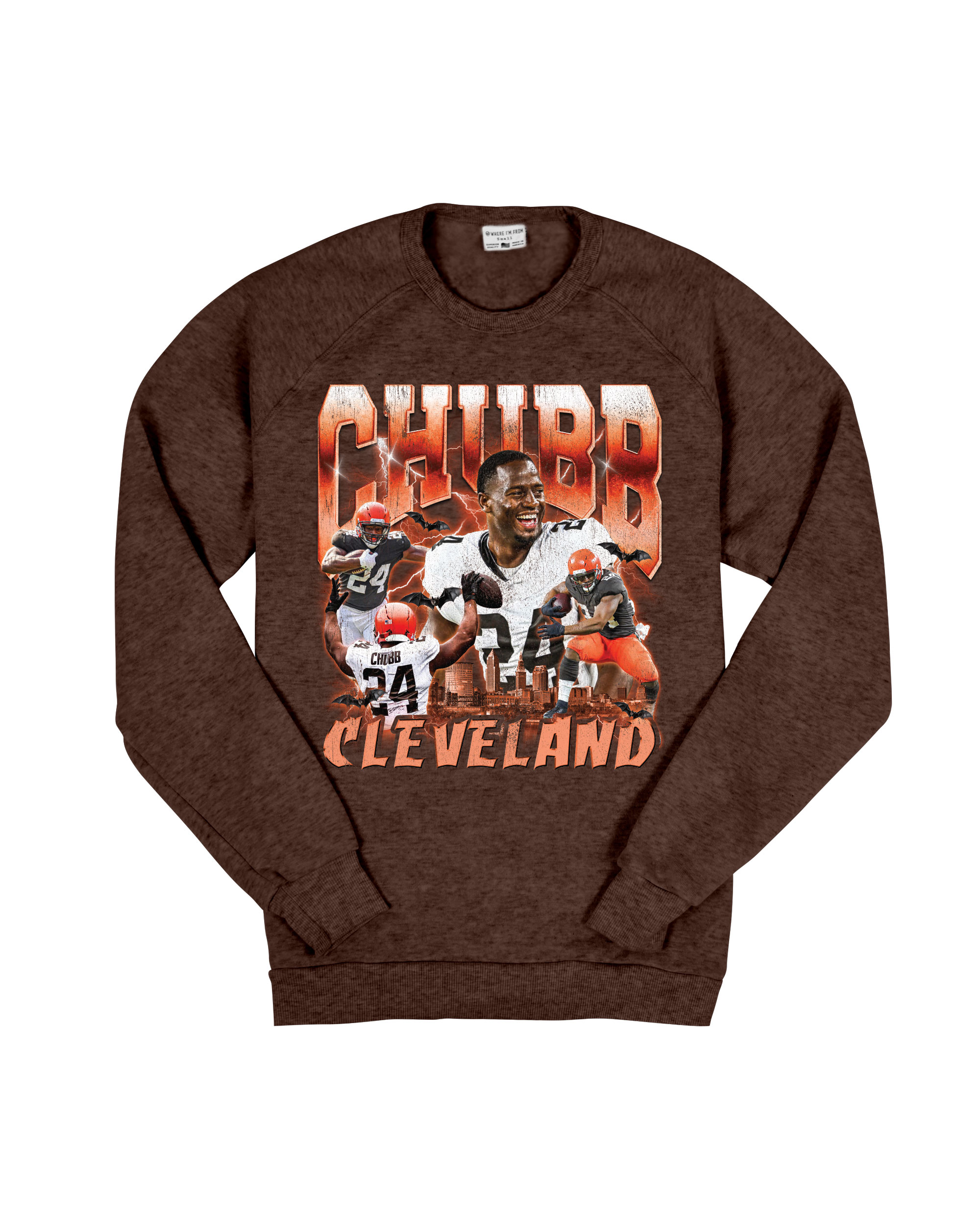 Nick Chubb 90s Collage Brown Sweatshirt