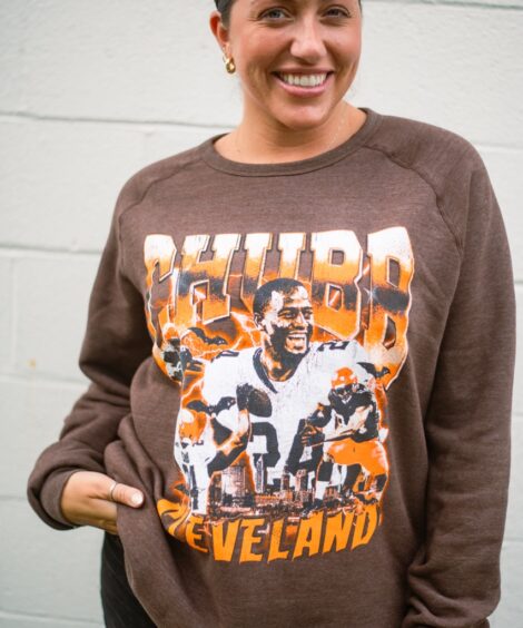 Nick Chubb 90s Collage Brown Sweatshirt