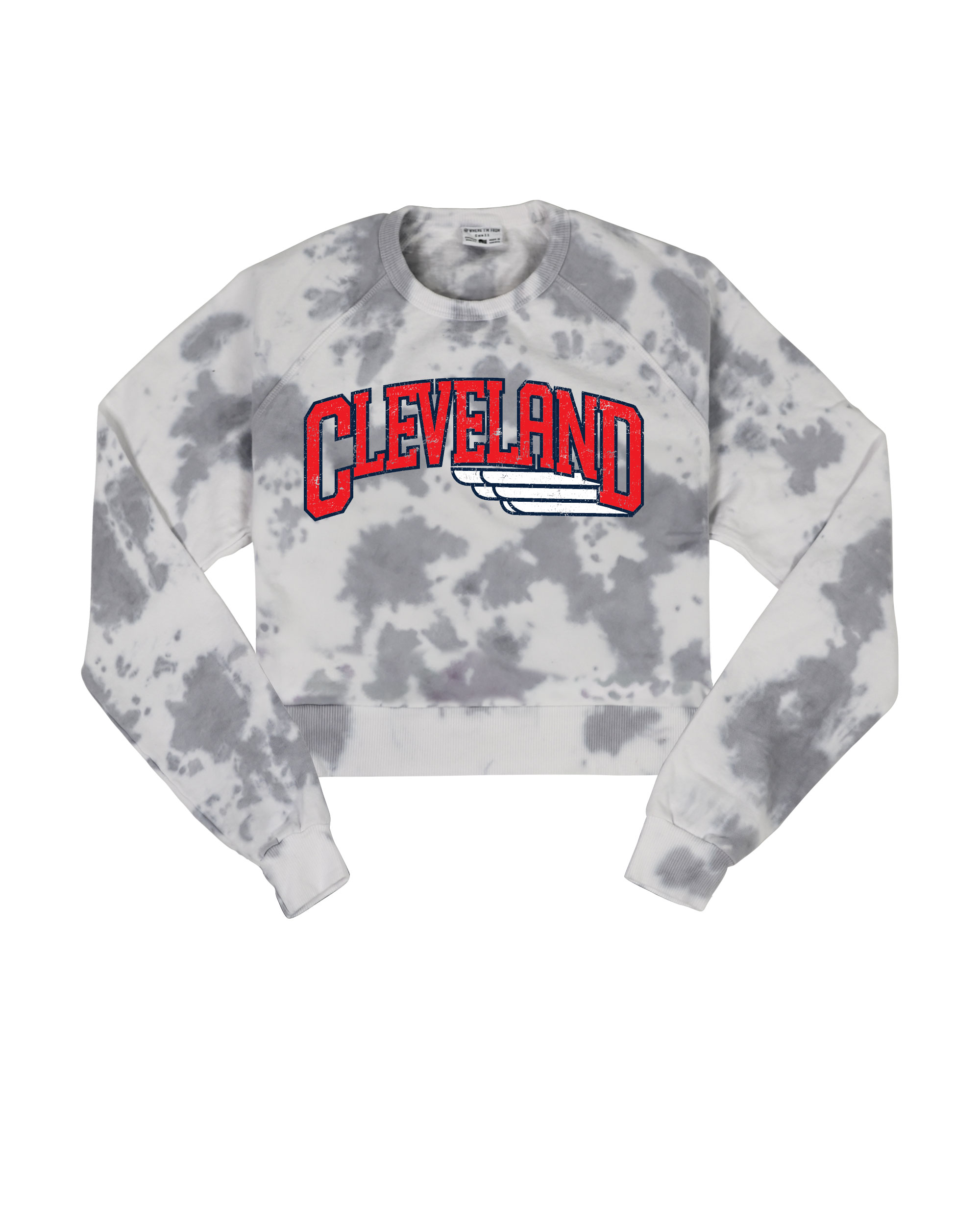 Cleveland Arch Wing Tie Dye Crop Sweatshirt