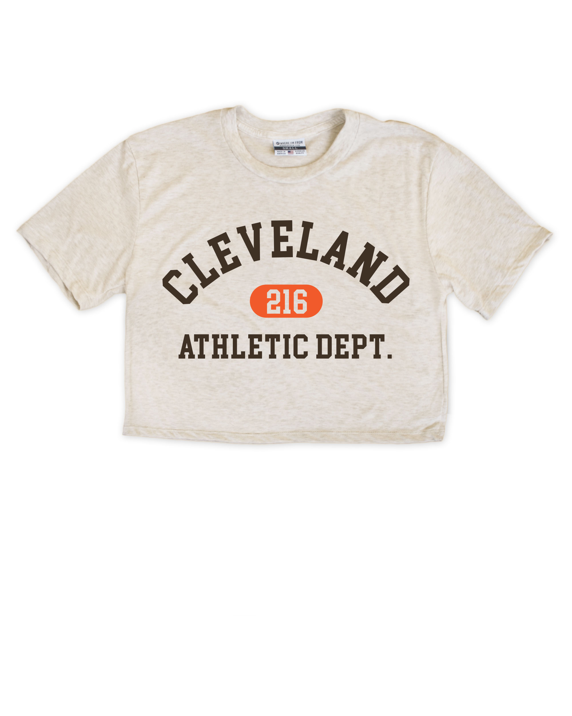 Cleveland Athletic Dept. Oatmeal Crop Top