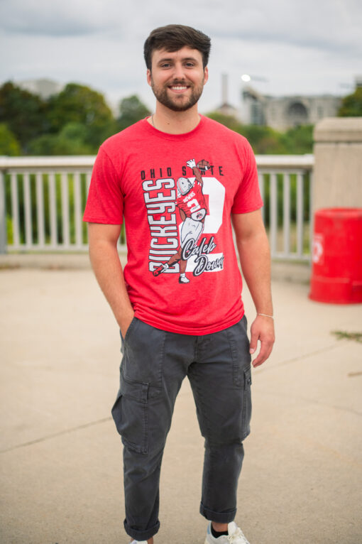 Caleb Downs Ohio State Ball Hawk Red Crew - Image 3