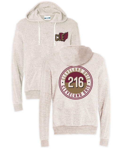 CLE 216 Circle Front/Back Oatmeal Hoodie