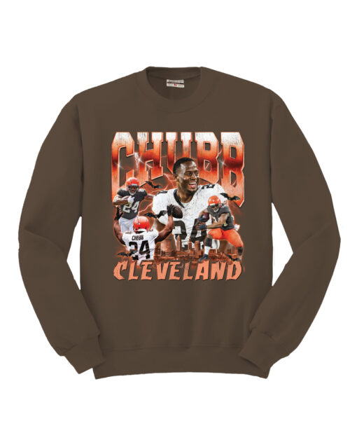 Nick Chubb 90s Collage Brown Cotton Sweatshirt