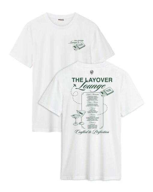 Layover Lounge Front/Back White Cotton Crew