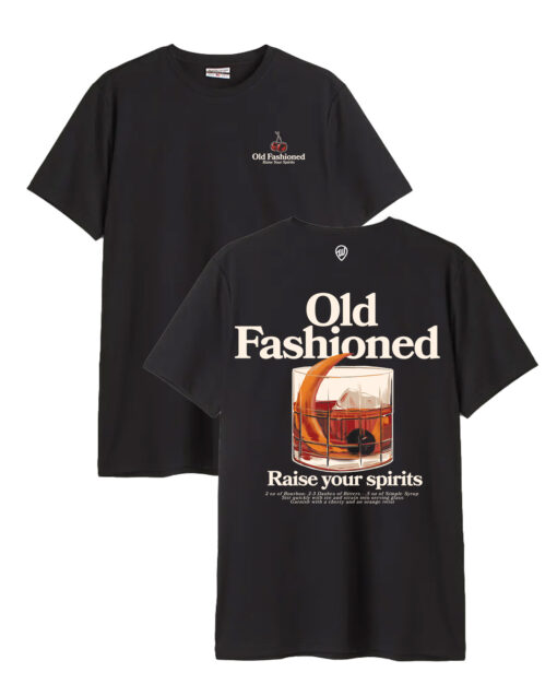 Old Fashioned Front/Back Black Cotton Crew