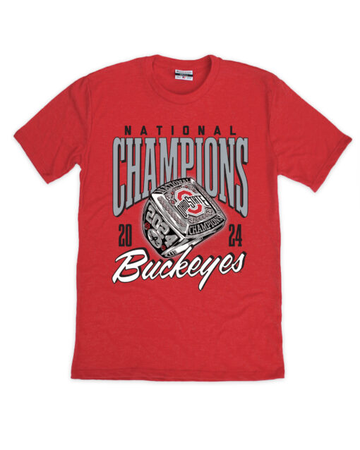 Ohio State Buckeyes College Football Playoff 2024 National Champions Ring Red Crew