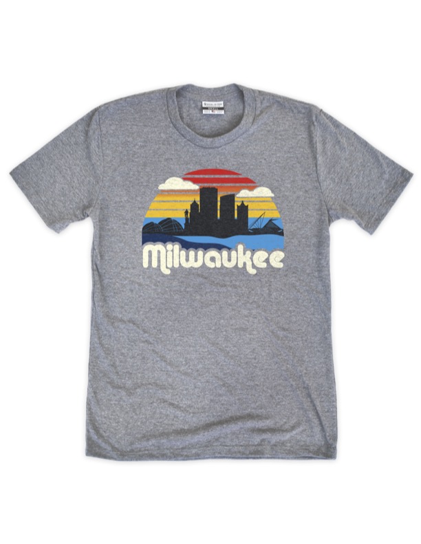 Milwaukee Colorful Skyline Gray Crew