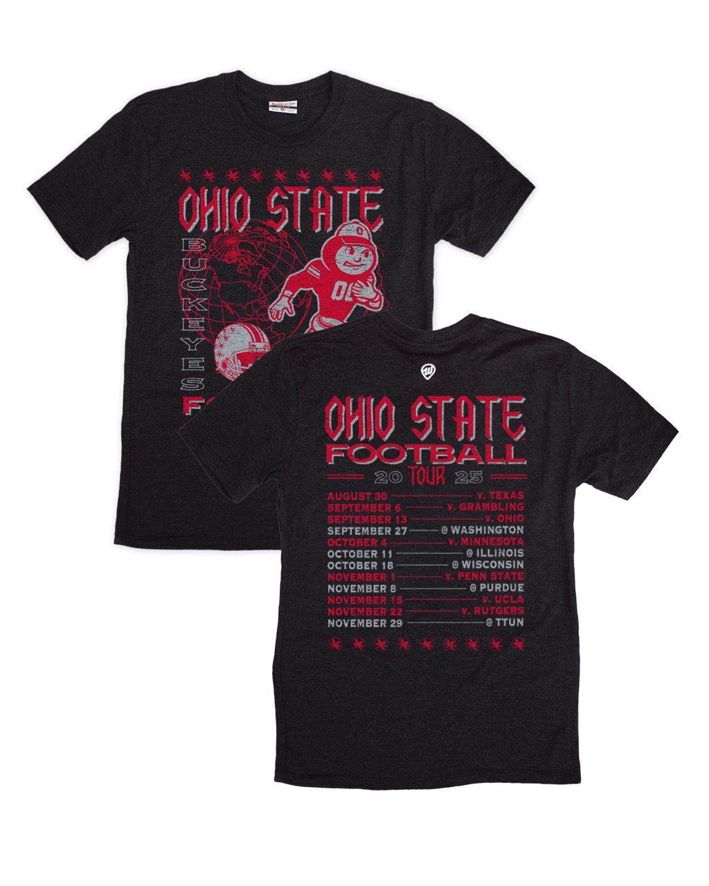 Ohio State Football Tour Front/Back Black Crew