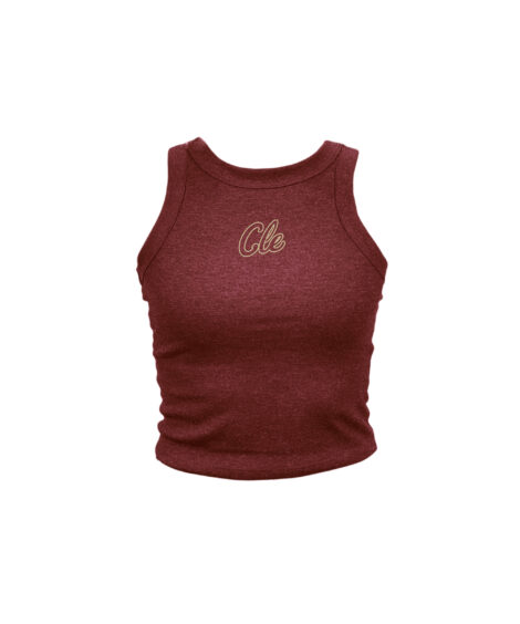 Cle Script Maroon High Neck Tank