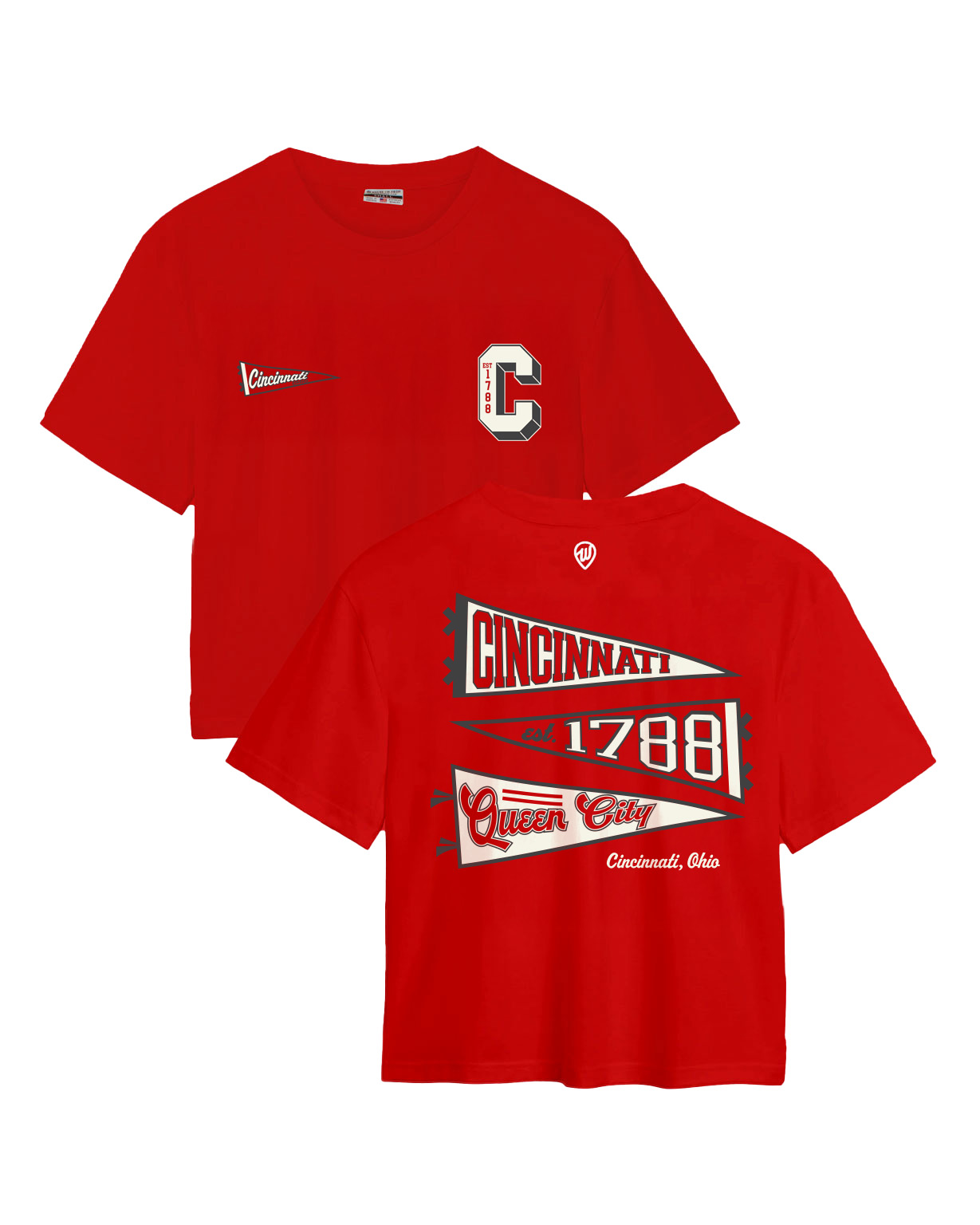 Cincinnati Pennants Front/Back Women's Easy Tee