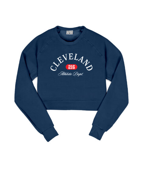 Cleveland Athletic Dept Navy Crop Sweatshirt